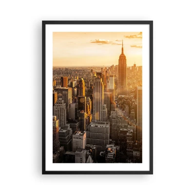 Plakat w czarnej ramie - Rosnąc w słońcu - Panorama Manhattanu o zachodzie słońca z Empire State Building - 50x70cm