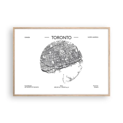 Plakat w ramie jasny dąb - Anatomia Toronto - 100x70 cm