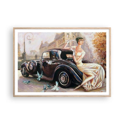 Plakat w ramie jasny dąb - Elegancja w stylu retro - 100x70 cm