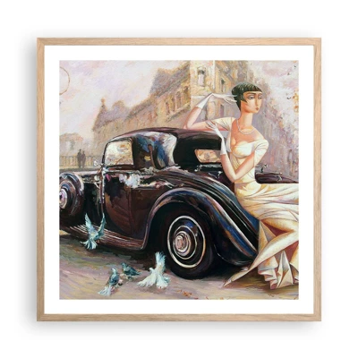 Plakat w ramie jasny dąb - Elegancja w stylu retro - 60x60 cm