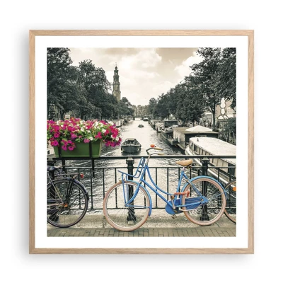 Plakat w ramie jasny dąb - Kolory amsterdamskiej ulicy - 60x60 cm