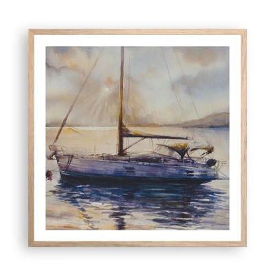 Plakat w ramie jasny dąb - Wieczór w zatoce - 60x60 cm