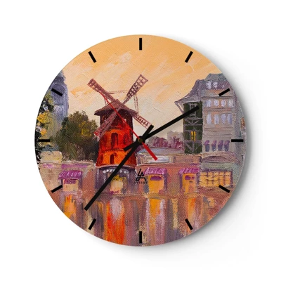 Zegar ścienny - Paryskie ikony – Moulin Rouge - 40x40 cm