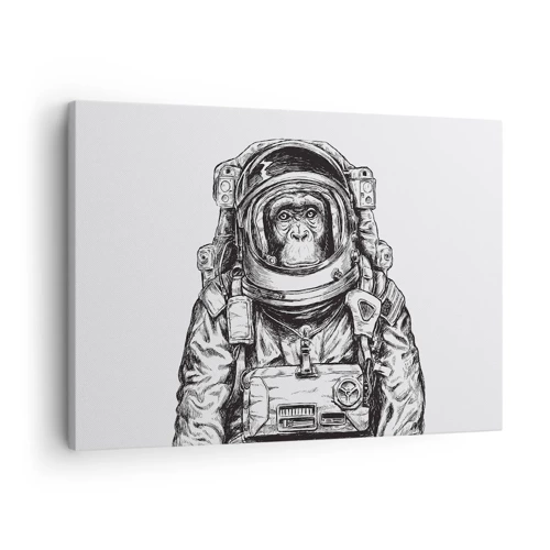 Obraz na płótnie - Alternatywna ewolucja - Grafika astronauty w skafandrze z głową małpy - 70x50cm