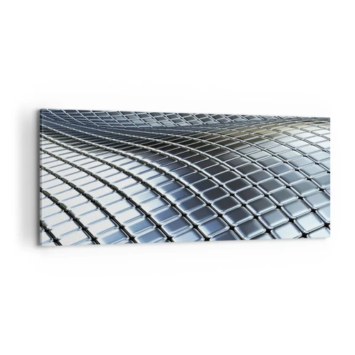 Obraz na płótnie - Metaliczna srebrna fala - 100x40 cm