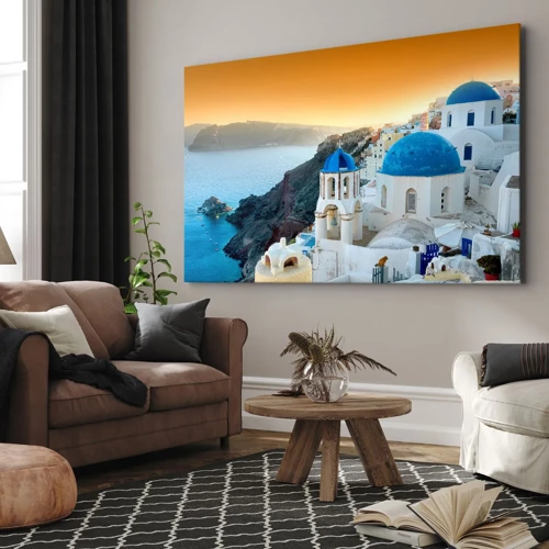 Obraz na płótnie - Santorini - przytulone do skał - 70x50 cm