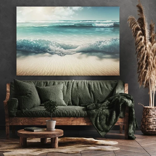 Obraz na płótnie - Spokój oceanu - Fale oceanu na jasnej piaszczystej plaży - 70x50cm