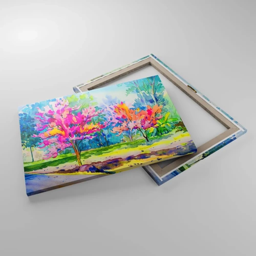 Obraz na płótnie - Tęczowy ogród w wiosennym blasku - 70x50 cm