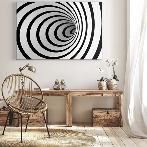 Obraz na płótnie - Też nie możesz się oprzec? - Czarno-biała spirala tworząca efekt hipnotyczny - 70x50cm