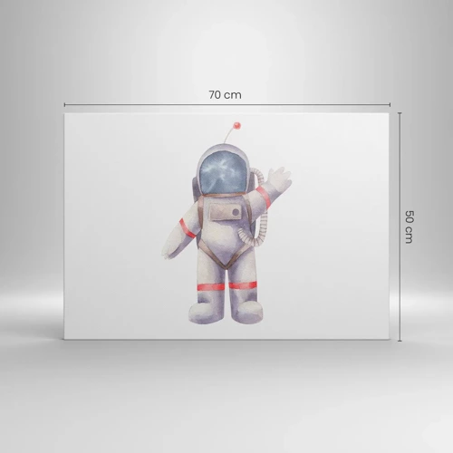 Obraz na płótnie - To na razie! - Astronauta w stylu akwarelowym na białym tle - 70x50cm