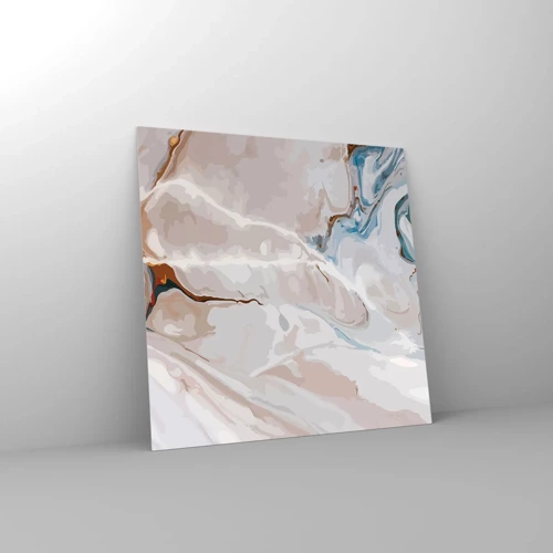 Obraz na szkle - Błękitne meandry pod bielą - 60x60 cm