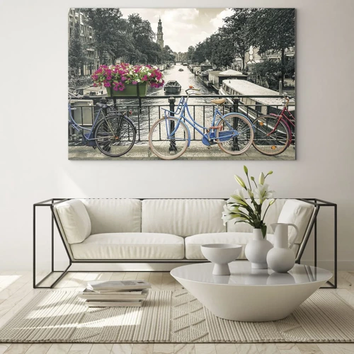 Obraz na szkle - Kolory amsterdamskiej ulicy - 70x50 cm