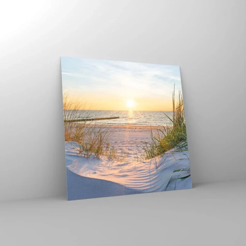 Obraz na szkle - Morza szum, ptaków śpiew, dzika plaża pośród traw… - 50x50 cm