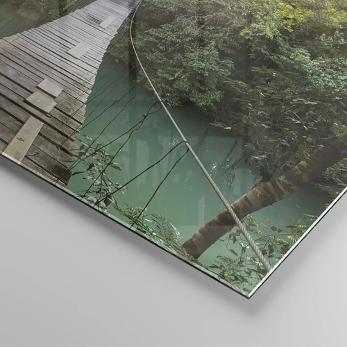 Obraz na szkle - Nad lazurową wodą do lazurowego lasu - 70x50 cm