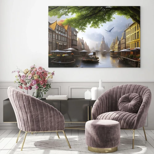 Obraz na szkle - Niderlandzki pejzaż miejski - 70x50 cm