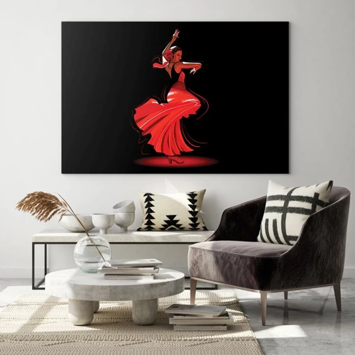 Obraz na szkle - Ognisty duch flamenco - 70x50 cm