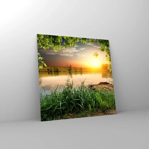 Obraz na szkle - Pejzaż w zielonej ramie - 30x30 cm