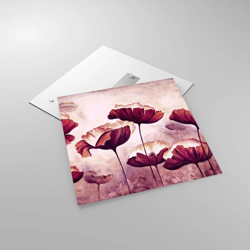 Obraz na szkle - Płatek czerwony i biały - 60x60 cm