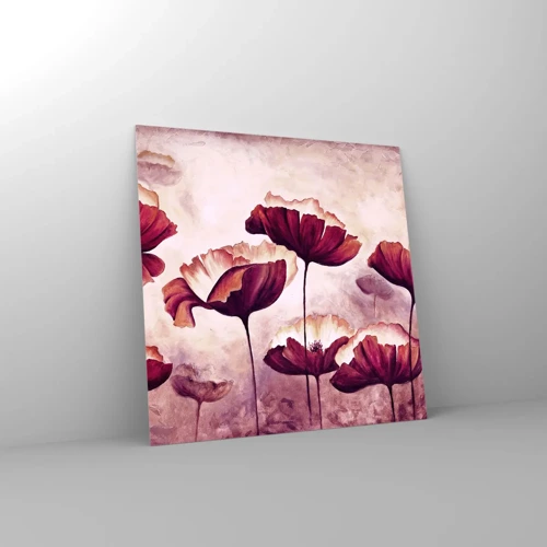 Obraz na szkle - Płatek czerwony i biały - 60x60 cm