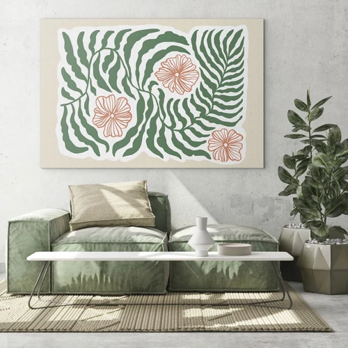 Obraz na szkle - Rozkwitłe w zieleni - 70x50 cm