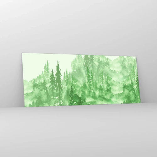Obraz na szkle - Rozmyty zieloną mgłą - 100x40 cm