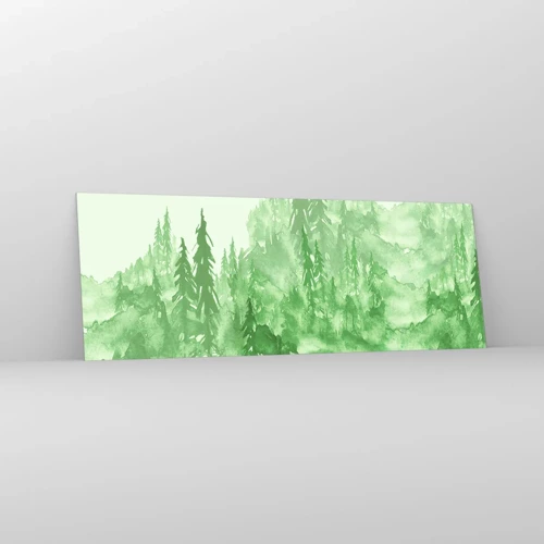 Obraz na szkle - Rozmyty zieloną mgłą - 140x50 cm