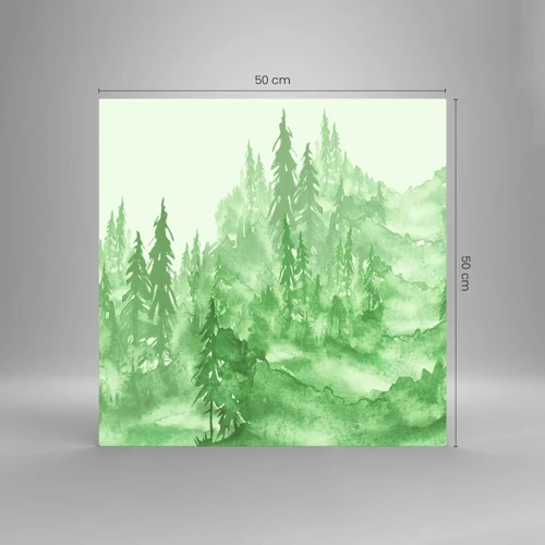 Obraz na szkle - Rozmyty zieloną mgłą - 50x50 cm