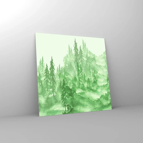 Obraz na szkle - Rozmyty zieloną mgłą - 50x50 cm