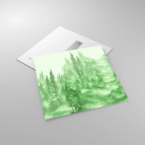 Obraz na szkle - Rozmyty zieloną mgłą - 70x70 cm