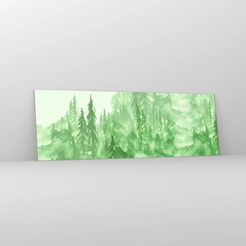 Obraz na szkle - Rozmyty zieloną mgłą - 90x30 cm