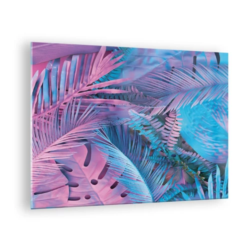 Obraz na szkle - Tropiki w różu i błękicie - 70x50 cm