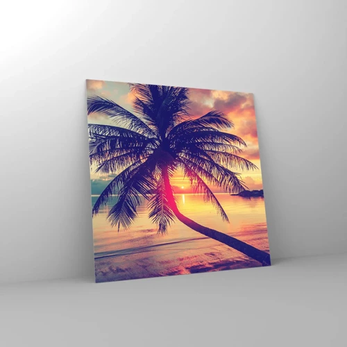 Obraz na szkle - Wieczór pod palmami - 50x50 cm