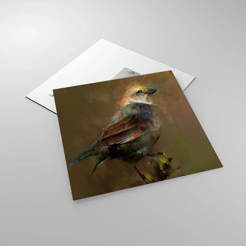 Obraz na szkle - Wróbelek, ptaszyna niewielka - 50x50 cm