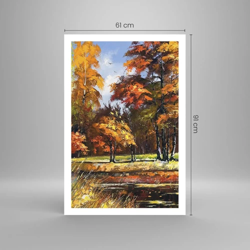 Plakat - Pejzaż w złocie i brązie - 61x91 cm