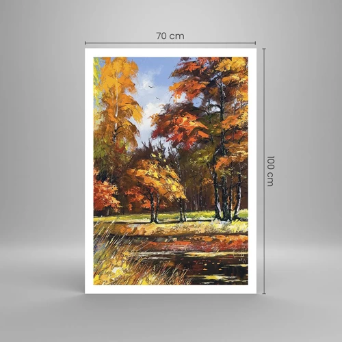 Plakat - Pejzaż w złocie i brązie - 70x100 cm