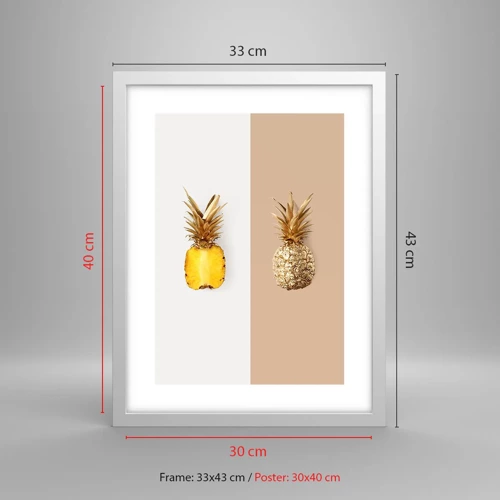 Plakat w białej ramie - Ananas dla nas - 30x40 cm