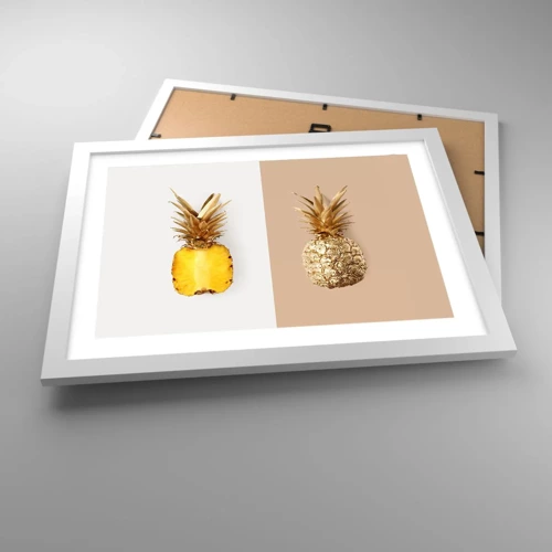 Plakat w białej ramie - Ananas dla nas - 40x30 cm