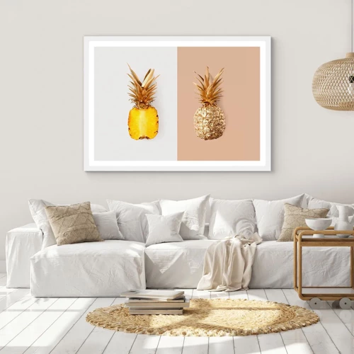 Plakat w białej ramie - Ananas dla nas - 40x30 cm