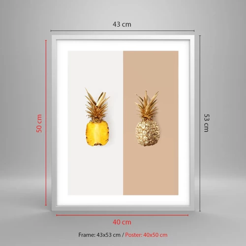 Plakat w białej ramie - Ananas dla nas - 40x50 cm