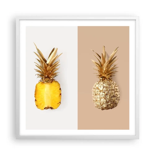 Plakat w białej ramie - Ananas dla nas - 60x60 cm