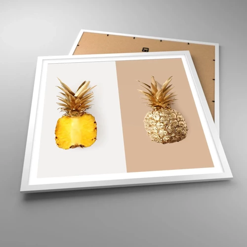 Plakat w białej ramie - Ananas dla nas - 60x60 cm