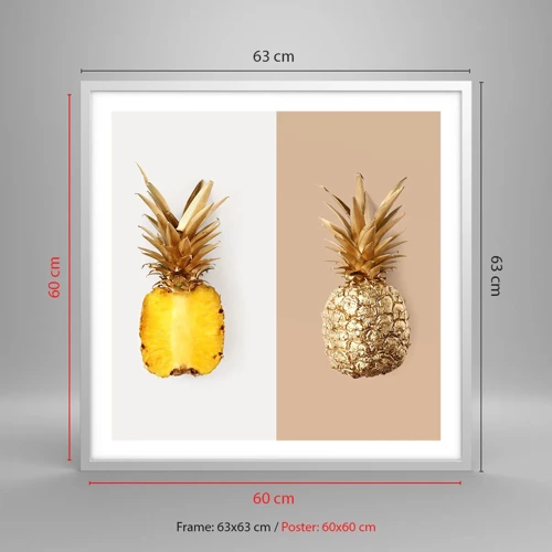 Plakat w białej ramie - Ananas dla nas - 60x60 cm