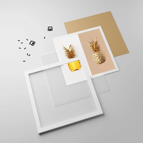 Plakat w białej ramie - Ananas dla nas - 60x60 cm