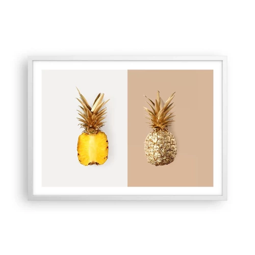 Plakat w białej ramie - Ananas dla nas - 70x50 cm