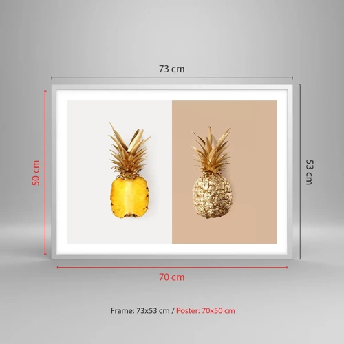 Plakat w białej ramie - Ananas dla nas - 70x50 cm