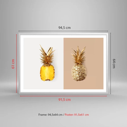 Plakat w białej ramie - Ananas dla nas - 91x61 cm