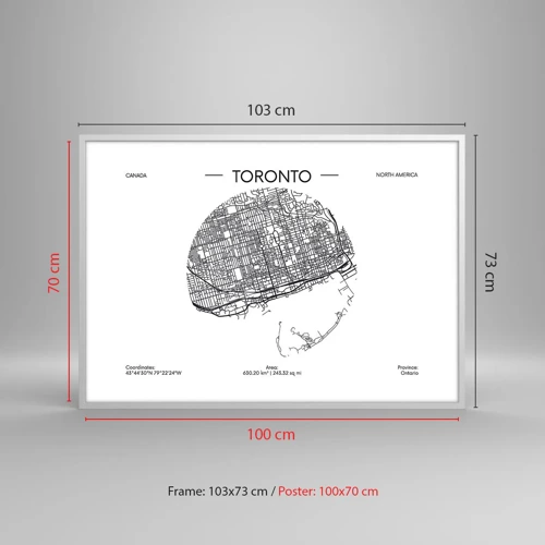 Plakat w białej ramie - Anatomia Toronto - 100x70 cm