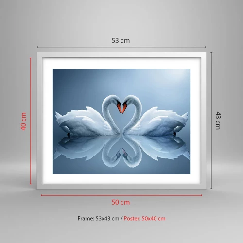 Plakat w białej ramie - Czas na miłość - 50x40 cm