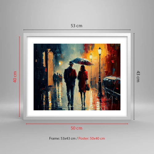 Plakat w białej ramie - Miejska love story - 50x40 cm