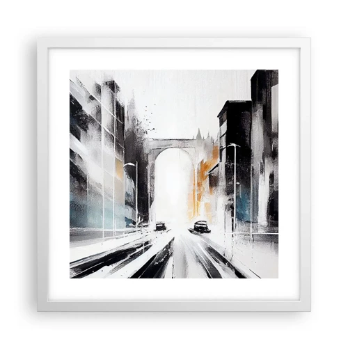 Plakat w białej ramie - Studium miasta: architektura i ruch - 40x40 cm